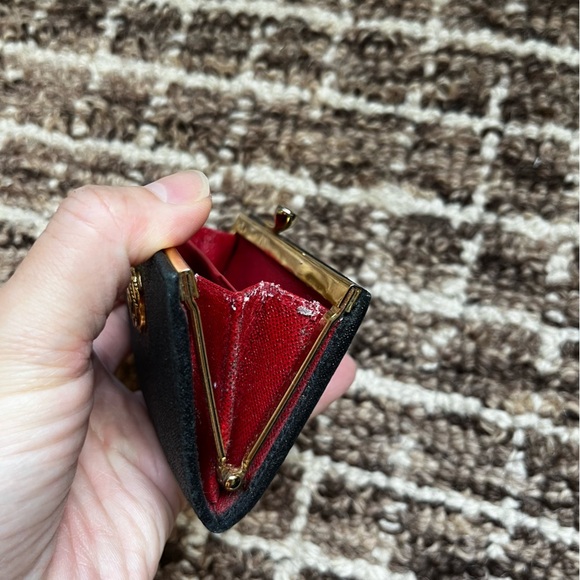 GUCCI GG Vintage Leather Coin Purse Mini Small Interlock Black Wallet - Picture 9 of 10